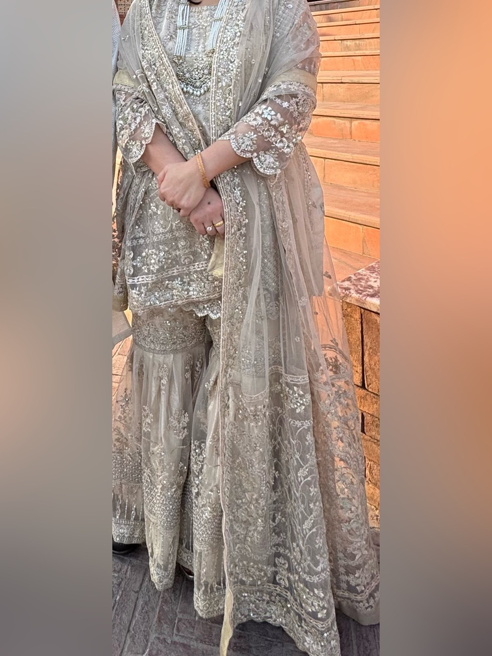 Bridal Cream Embroidered Wedding Dress from Faiza Saqlain unstitched collection - Picture 4 of 7